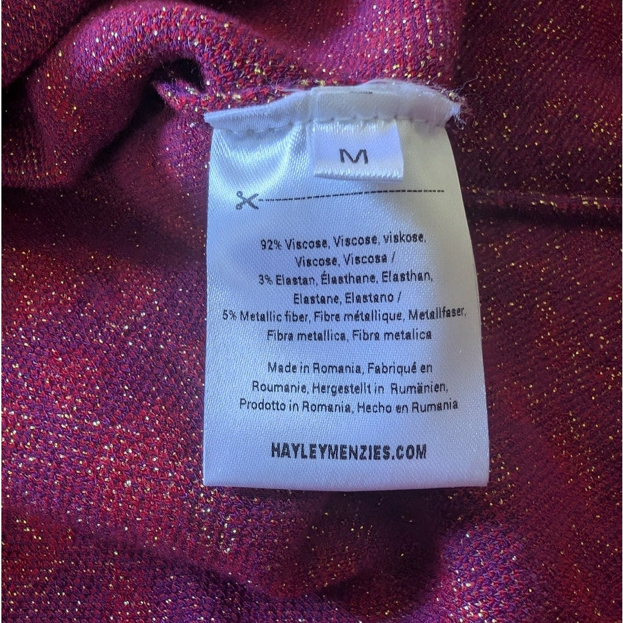 Hayley Menzies Purple Printed Long Sleeve Knit Mini Sweater Dress, size M