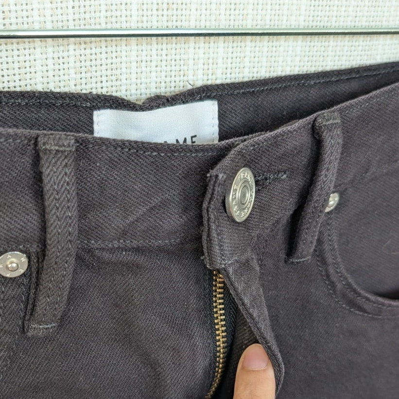 Frame Le Brigette Mini Short Womens 25 Black Denim Cotton High-Rise Raw Cut NWOT