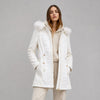 Via Spiga White Hooded Faux Fur Full Zip Quilted Coat Jacket, size XS