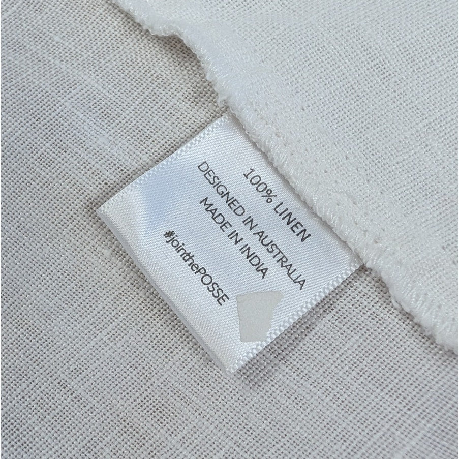 Posse Mia Linen Crop Top Womens S White Knot Detail V-neck Half Sleeve