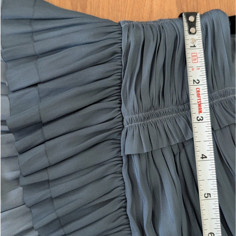 Ulla Johnson Claudia Midi Dress Womens 2 Slate Blue Pleated Tiered V-neck
