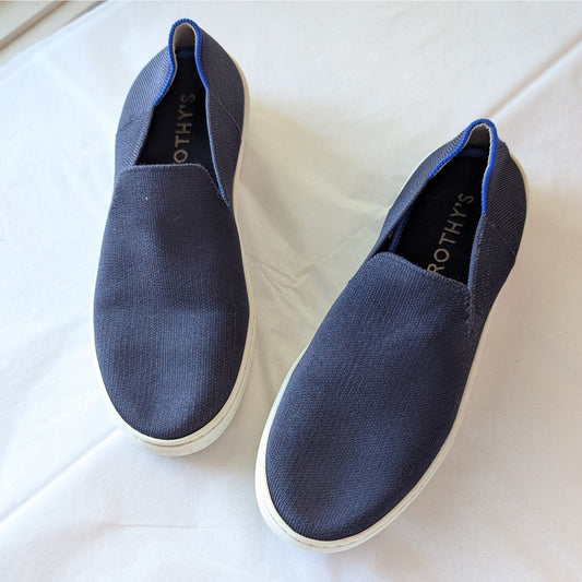 Rothy's The Original Slip On Navy Knit Flat Casual Sneaker, size 8.5