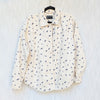 Frank & Oak Cream/White Floral Denim Button-up Long Sleeve Overshirt, size M