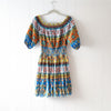 Shoshanna Solstice Cotton Off-Shoulder Multicolor Mini Dress, size XS
