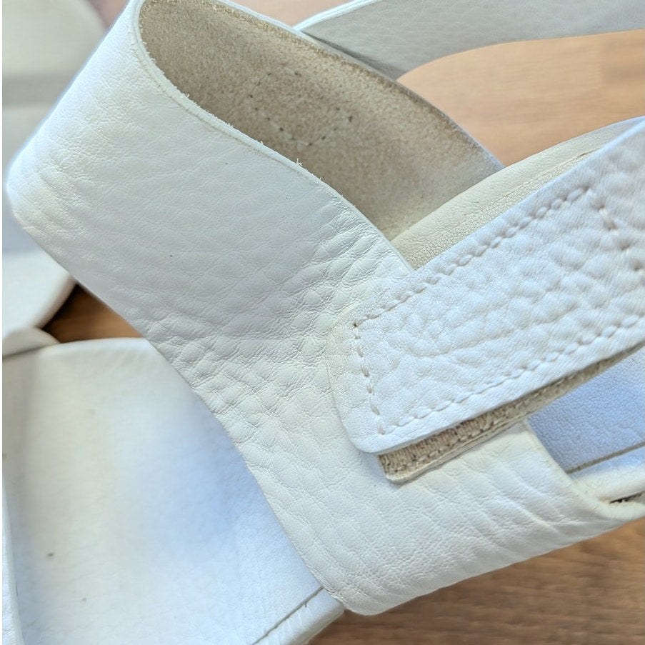 Pedro Garcia Leather Slingback Chrome Heels Shoes Womens EU40/US10 White