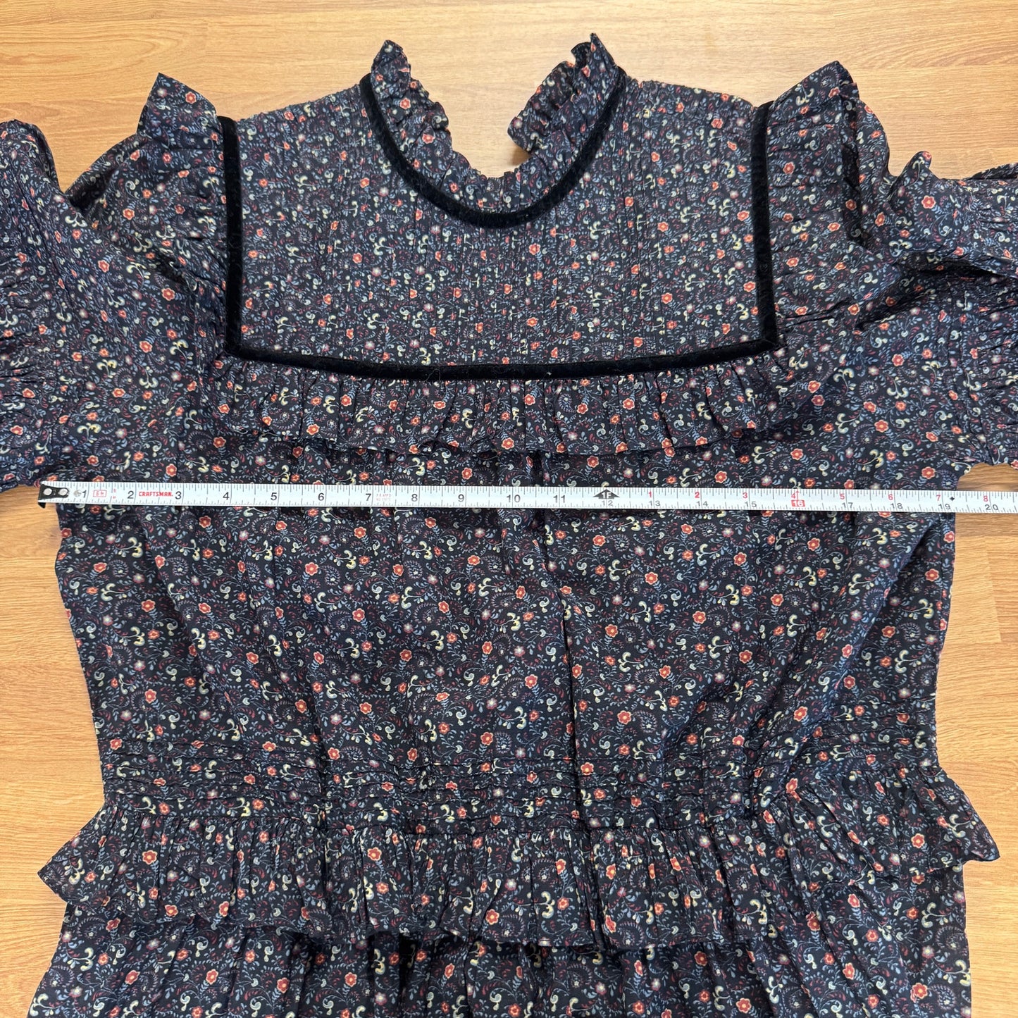 Dôen Clay Midi Dress in Black Marfa Paisley Womens L Tiered Long Sleeve NWT