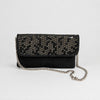 Casadei Suede Print Chain Crossbody Clutch Shoulder Bag Womens in Black