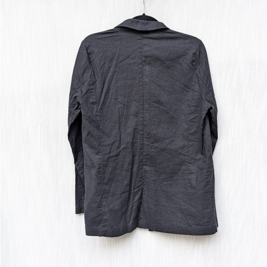 Saks Fifth Avenue Black Double Breasted Oversized Linen Cotton Blazer, size M