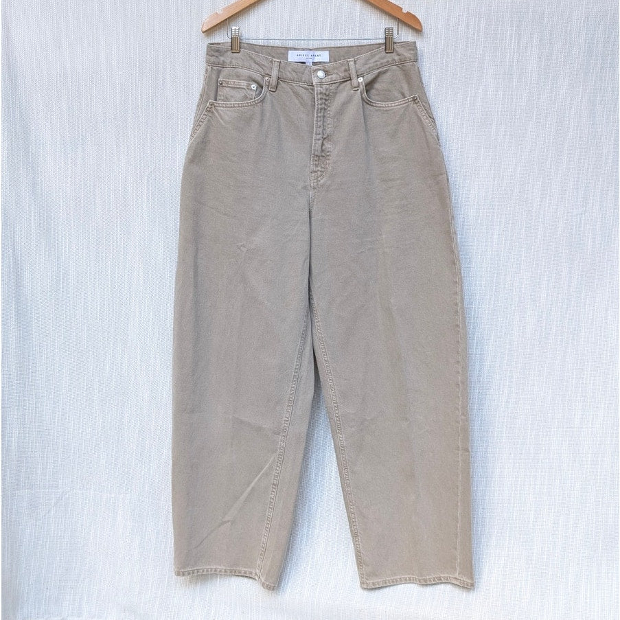 Apiece Apart Skate Wheat Denim High-rise Wide Leg Jeans, size 32