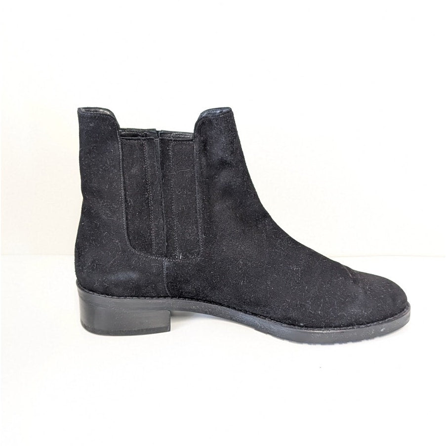 Stuart Weitzman Lenora Leather Suede Chelsea Boots Womens 9.5M Black Pull On