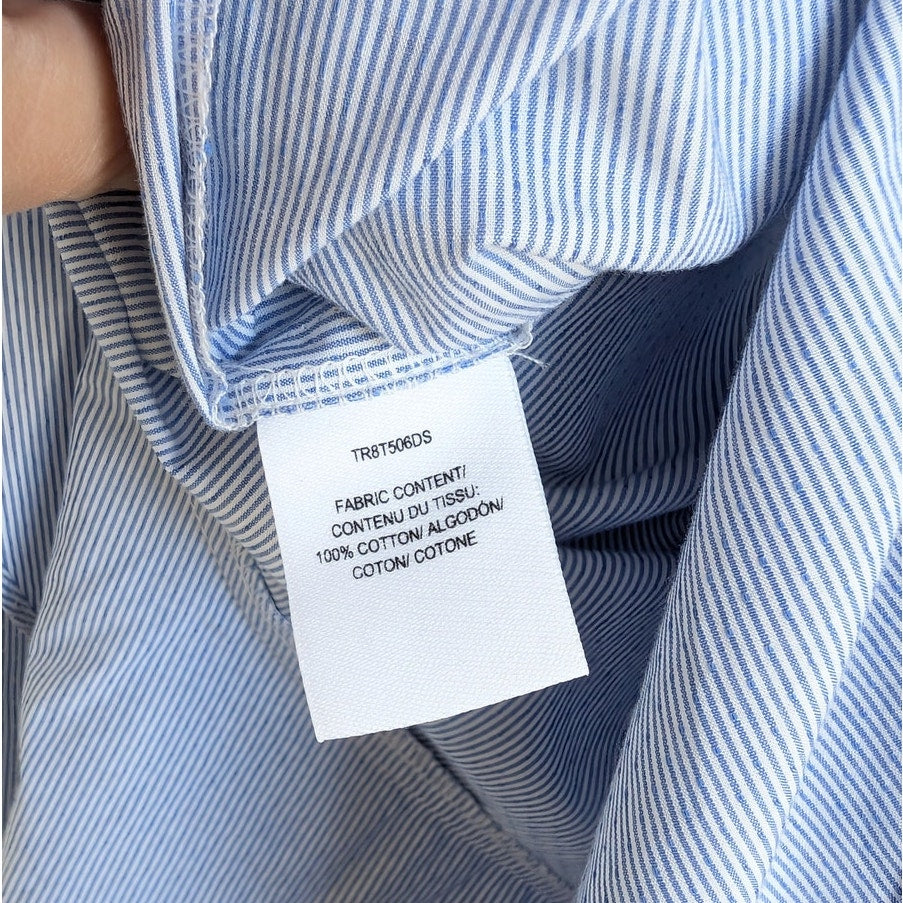 Derek Lam 10 Crosby Blue Striped Long Sleeve Tie Waist Shirt Dress, size 2/S