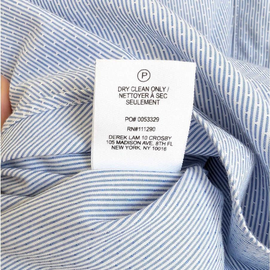 Derek Lam 10 Crosby Blue Striped Long Sleeve Tie Waist Shirt Dress, size 2/S