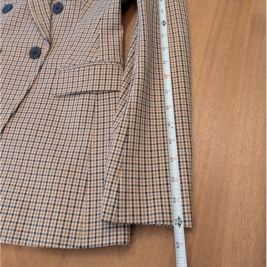 Banana Republic BR Plaid Blazer Womens 4 Brown Double-breasted Long Sleeve