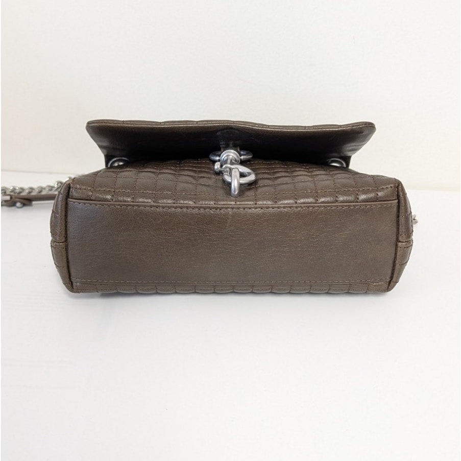 Rebecca Minkoff Edie Crystal Embellished Leather Quilted Crossbody Bag In Brown