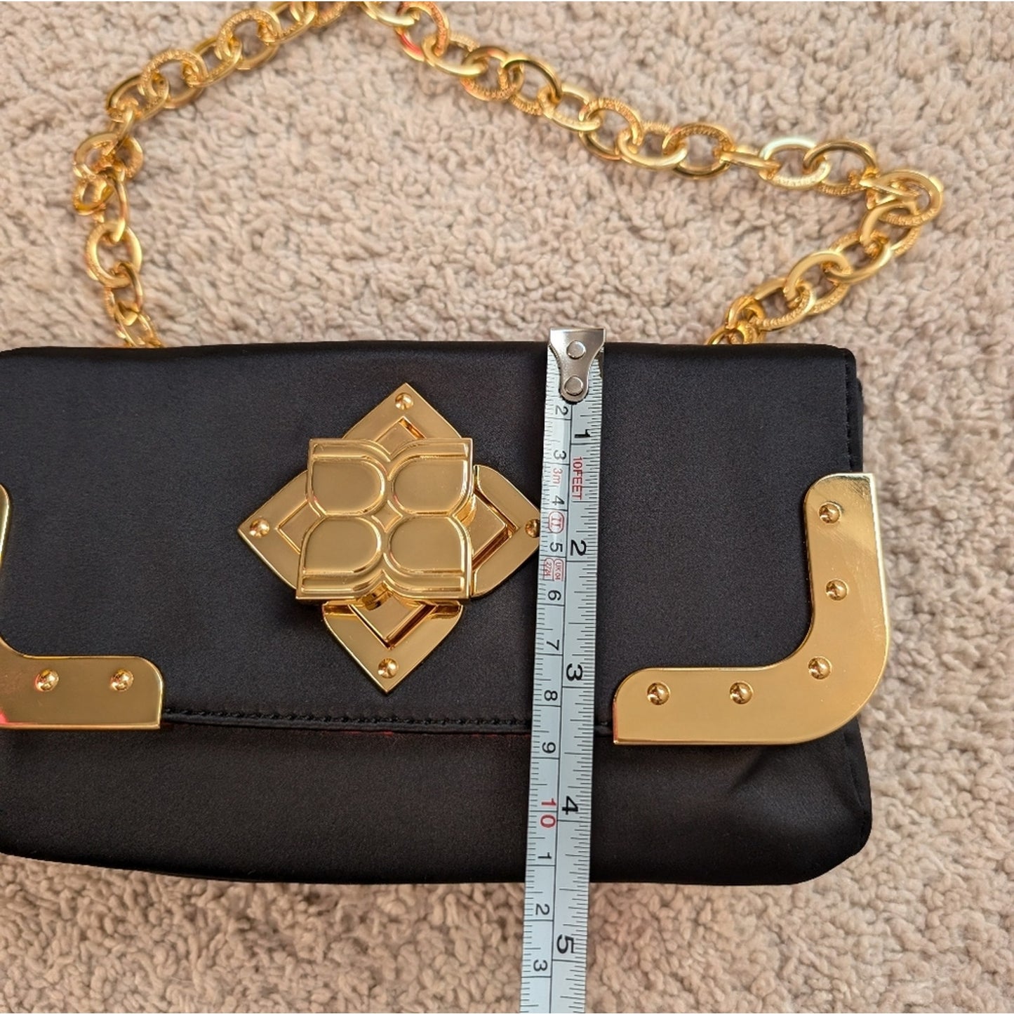 BCBGMaxAzria Black Nylon/Satin Clutch Bag With Gold Hardware