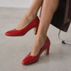 Stuart Weitzman Leather Pumps Womens 9.5B Red Round Toe Stable Heeled NWOT