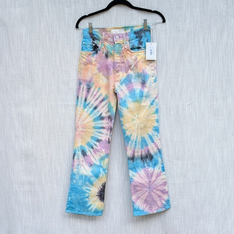 NWT Mother Superior The Tripper Swirling Secrets Tie Dye High Waist Jeans, sz 25