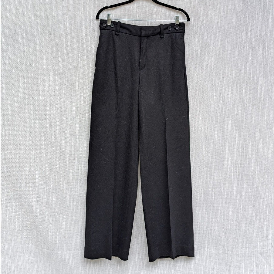 Banana Republic Pants Womens 10 Dark Gray Wool High-rise Wide Leg Dress Trouser