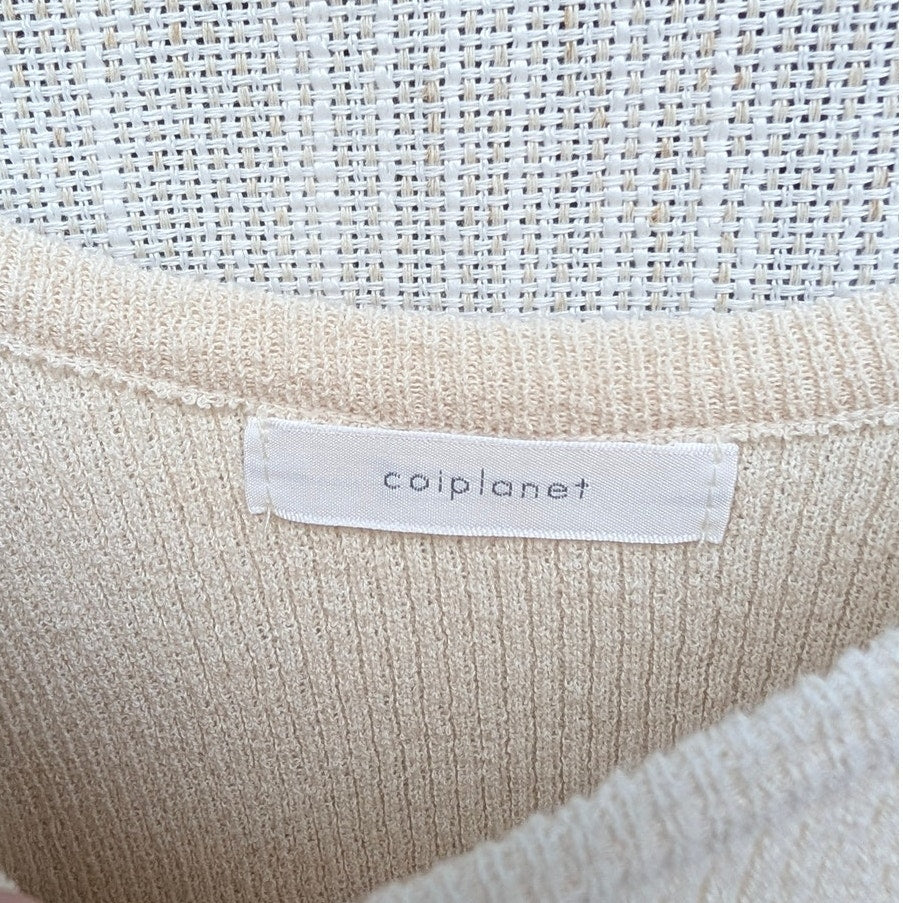 Coiplanet Top Womens Cream Sleeveless Knit Slim Fit Tank