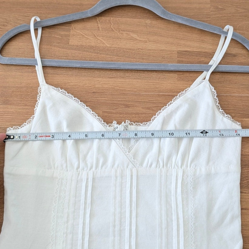 LPA Janelle Mini Dress Womens XS White Poplin Eyelet Ruffle Sleeveless