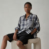 Anthropologie Pilcro Plaid White/Blue Oversized Shirt, Size XS/S