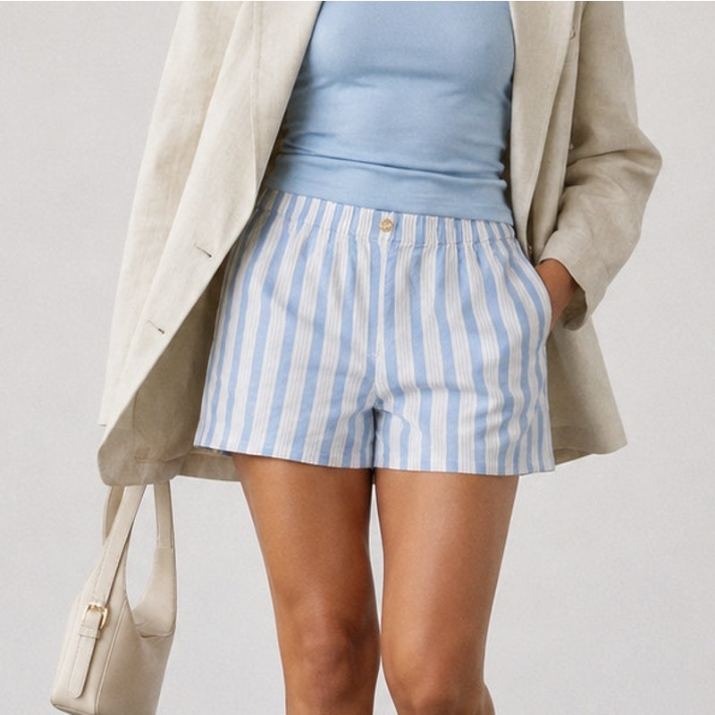 J.Crew Linen-viscose Blend Mini Short in Stripe BZ997 Womens 2XL Blue White