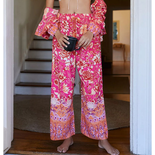 By Anthropologie Kari Sleep Pajama Floral Print Wide Leg Pants, size XS