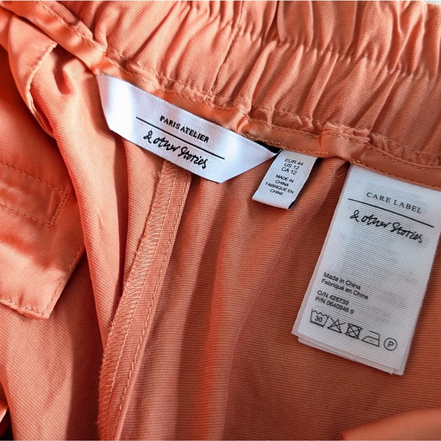 & Other Stories Orange Tapered Lightweight Trousers Pants, Size 12