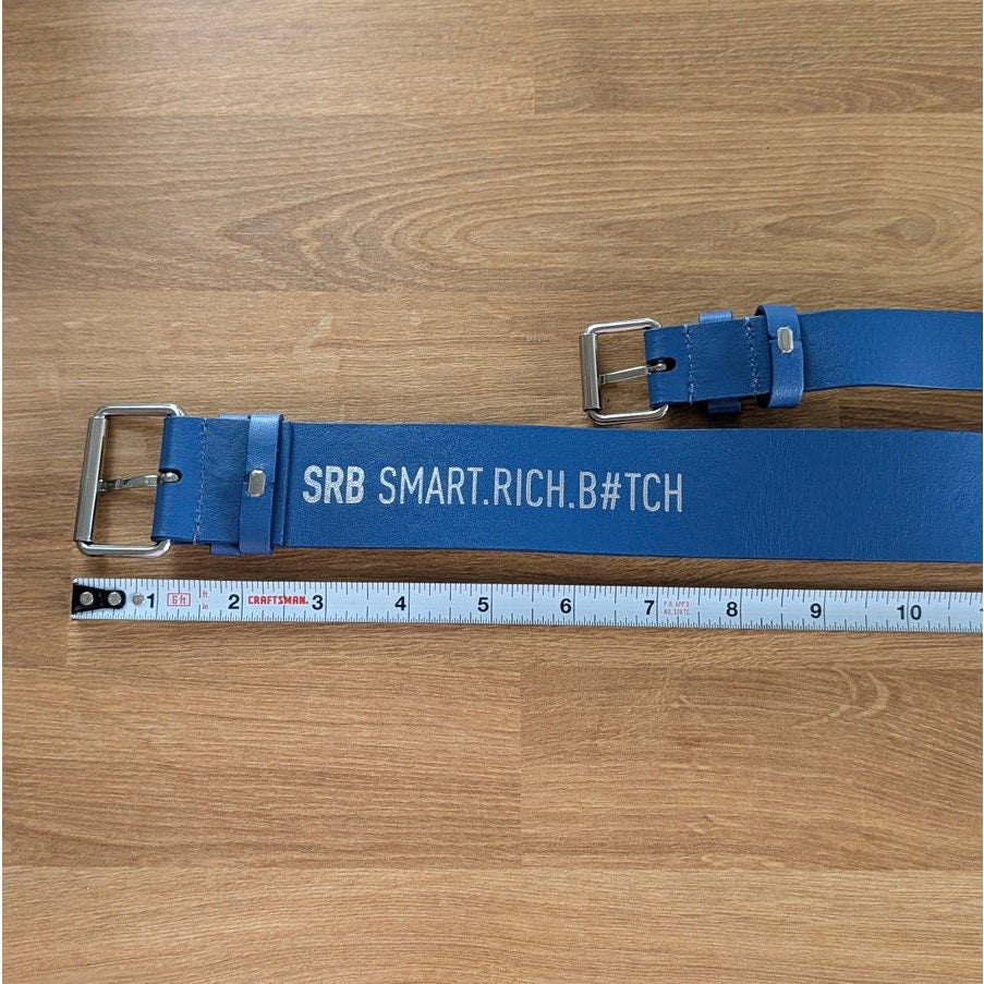 SRB Smart.Rich.B#tch Belt Womens Cobalt Statement Leather Double-wrap Design