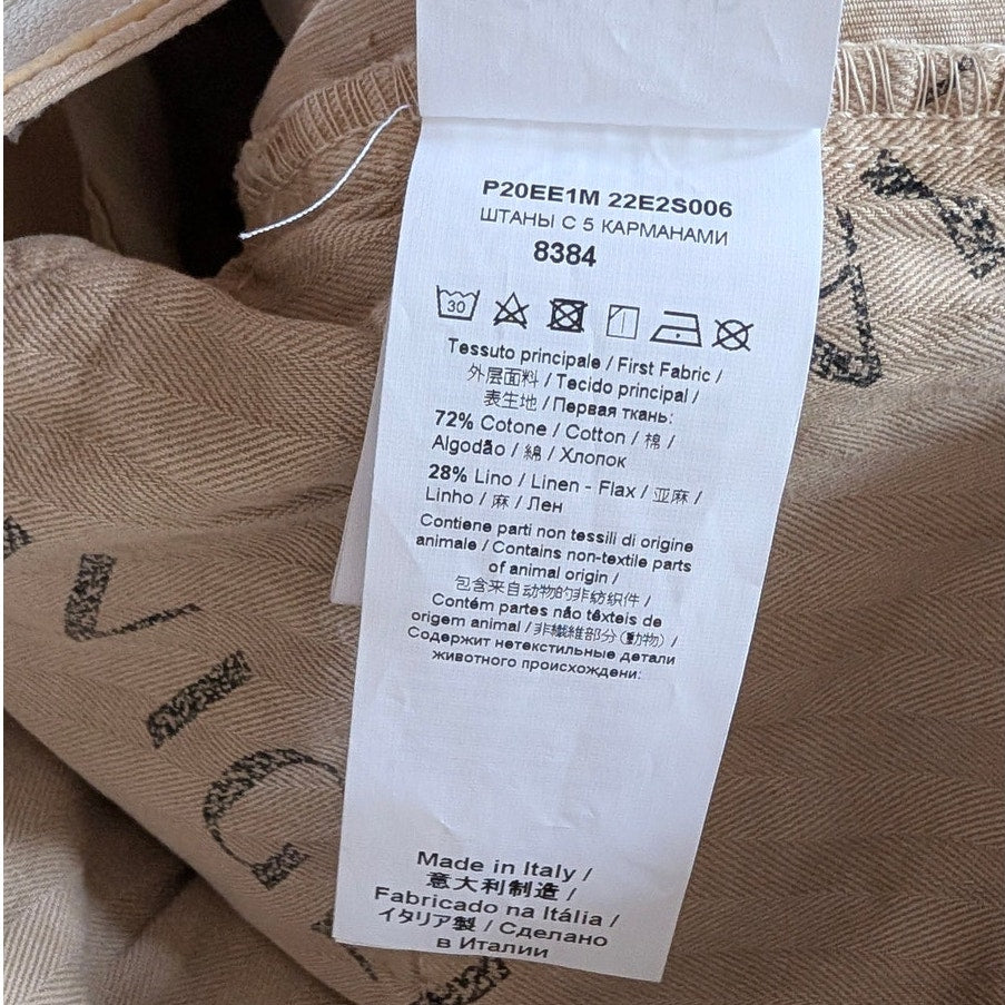 Siviglia Pantalone 5 Tasche Pants Mens 30 Tan Cotton Linen Mid-rise Slim Fit NWT