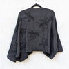 Zara Black Floral Embroidery Beaded Open Front Kimono Jacket, size M-L