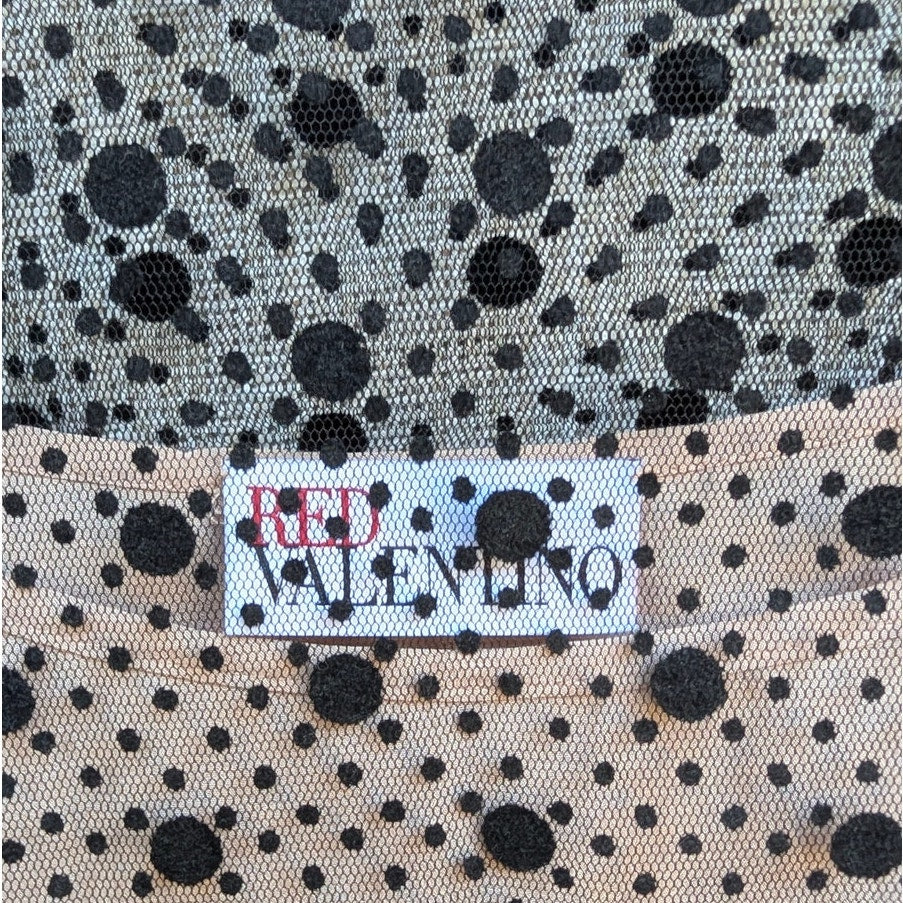 Red Valentino by Valentino Dress Womens IT 48/US 12 Black Tulle Tiered Dot Mini