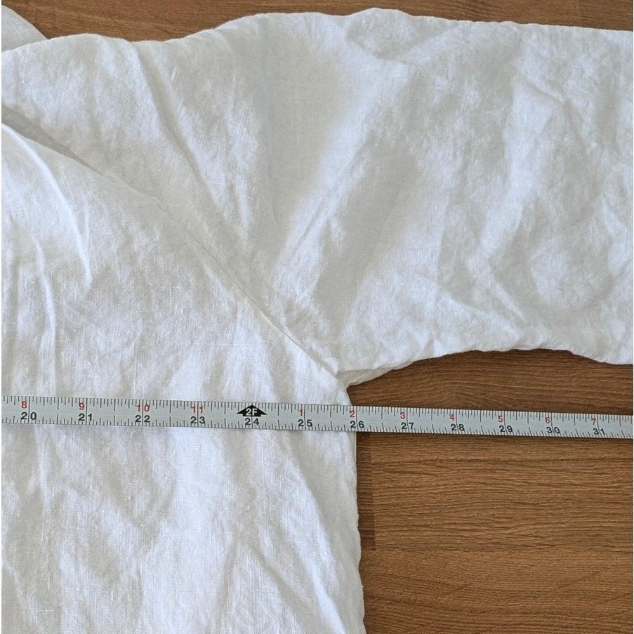 Jenni Kayne Linen August Dress Womens L White Relaxed Mini Shirt 3/4 Sleeve