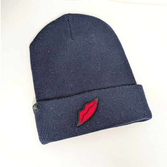 rag & bone Sour Face Merino Wool Beanie Navy Red Patch OS NWOT