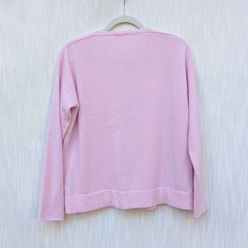 Rossopuro Pink Wool/Cashmere Long Sleeve Button Front Cardigan, size IT44/M