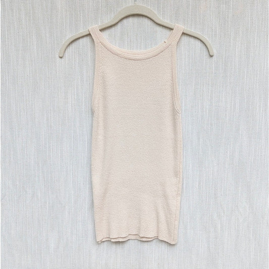 Coiplanet Top Womens Cream Sleeveless Knit Slim Fit Tank