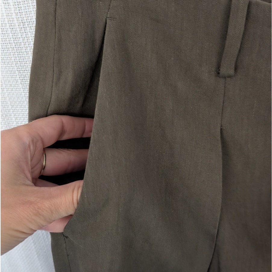 NWT Mango MNG Selection Orchid Linen Blend Straight Wide Leg Pants, size 4