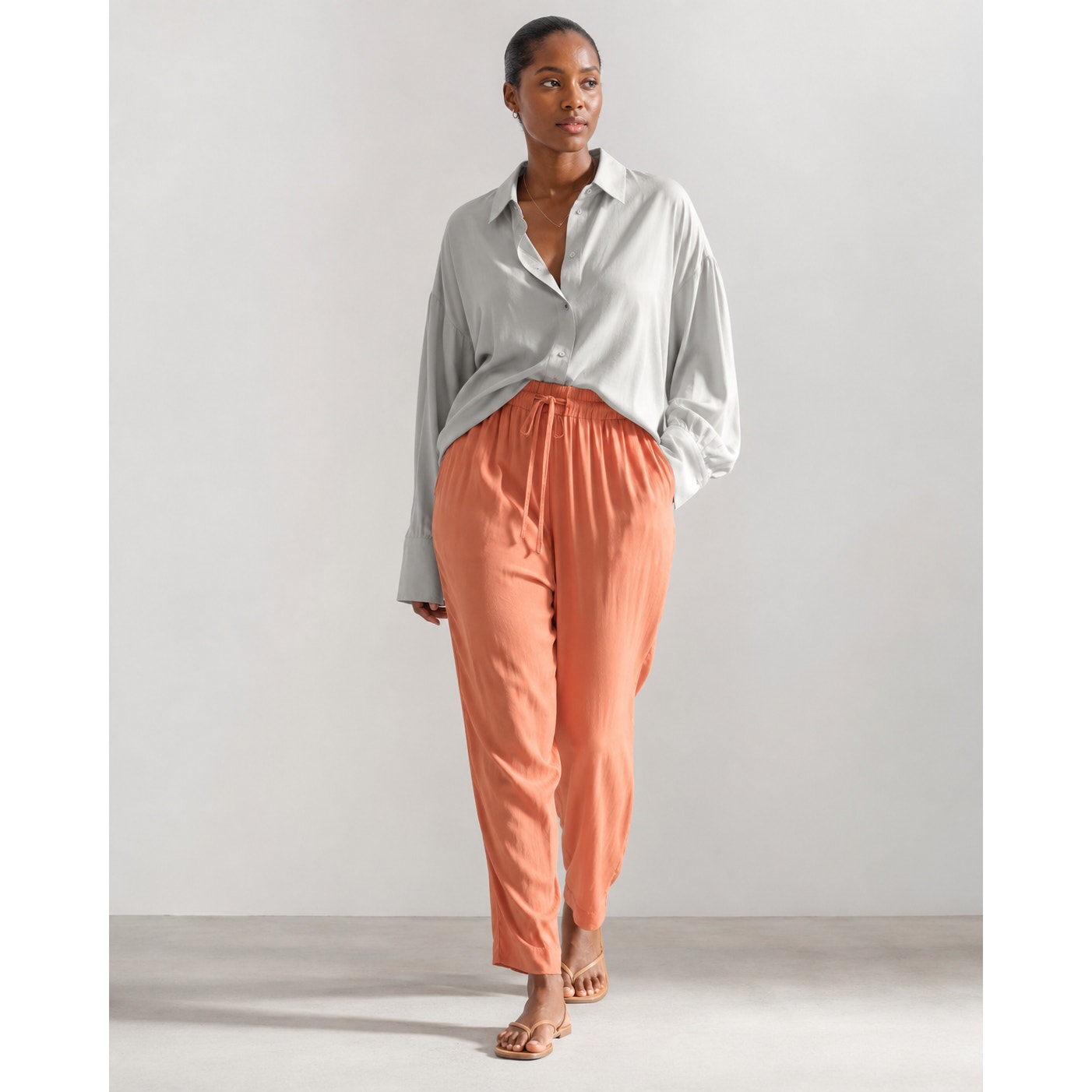 & Other Stories Orange Tapered Lightweight Trousers Pants, Size 12