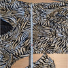 Zara Dress Womens L Cream/Black Animal print Long Sleeve Ruffle Wrap Style Mini
