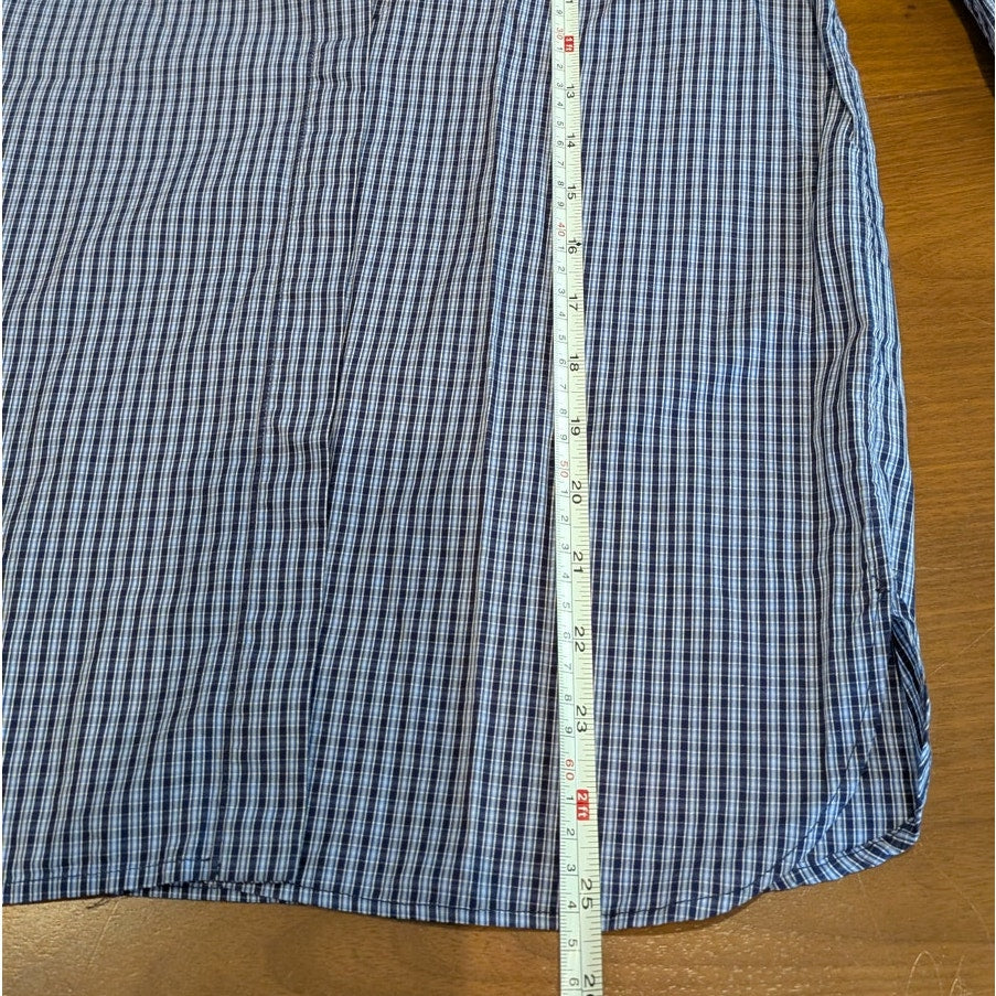Goop G. Label Bessie Navy Cotton Check Button-Down Long Sleeve Shirt, size 0