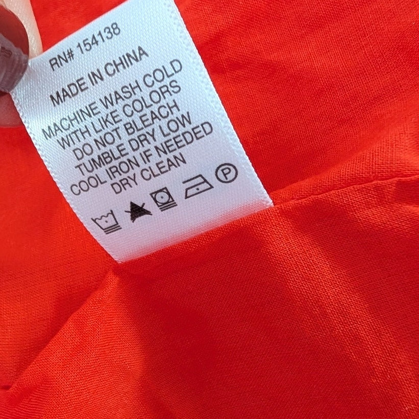 Staud Wells Midi Dress Womens 10 Orange Sleeveless Square Neck A-line