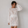 Elliatt Kate Dress Womens S White Floral Lace Semi-sheer Long Sleeve Mini