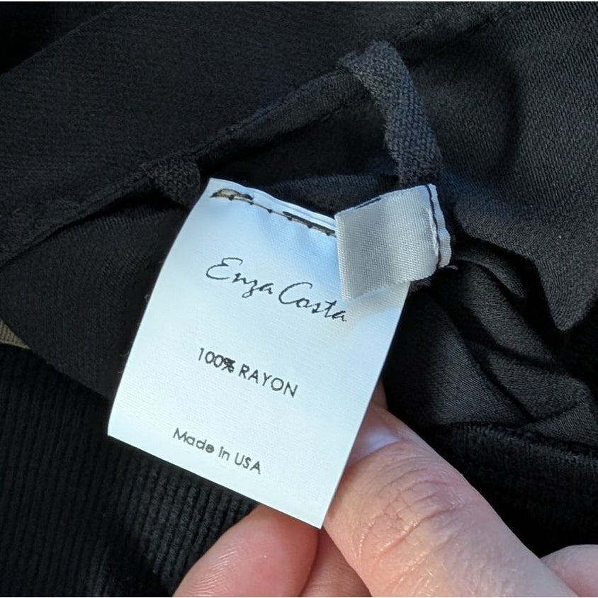 Enza Costa Satin Bias Cut Flare Pants Black Size 2/M