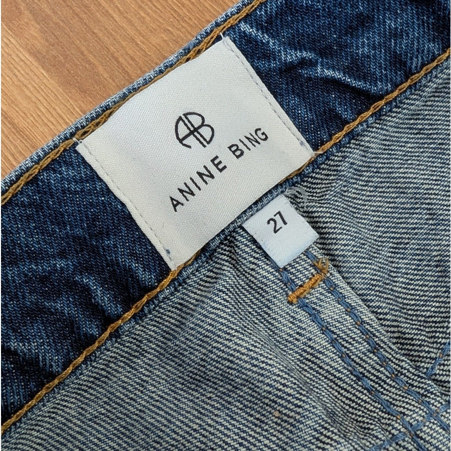 Anine Bing Brie Jeans Womens 27 Blue Denim High-rise Wide Leg