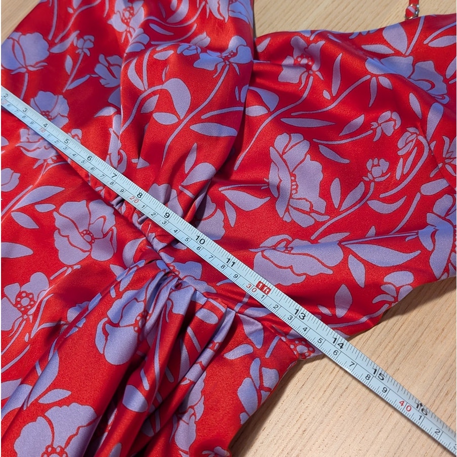 Lovers and Friends Kamala Mini Dress Womens S Red Floral Satin Sleeveless Mini