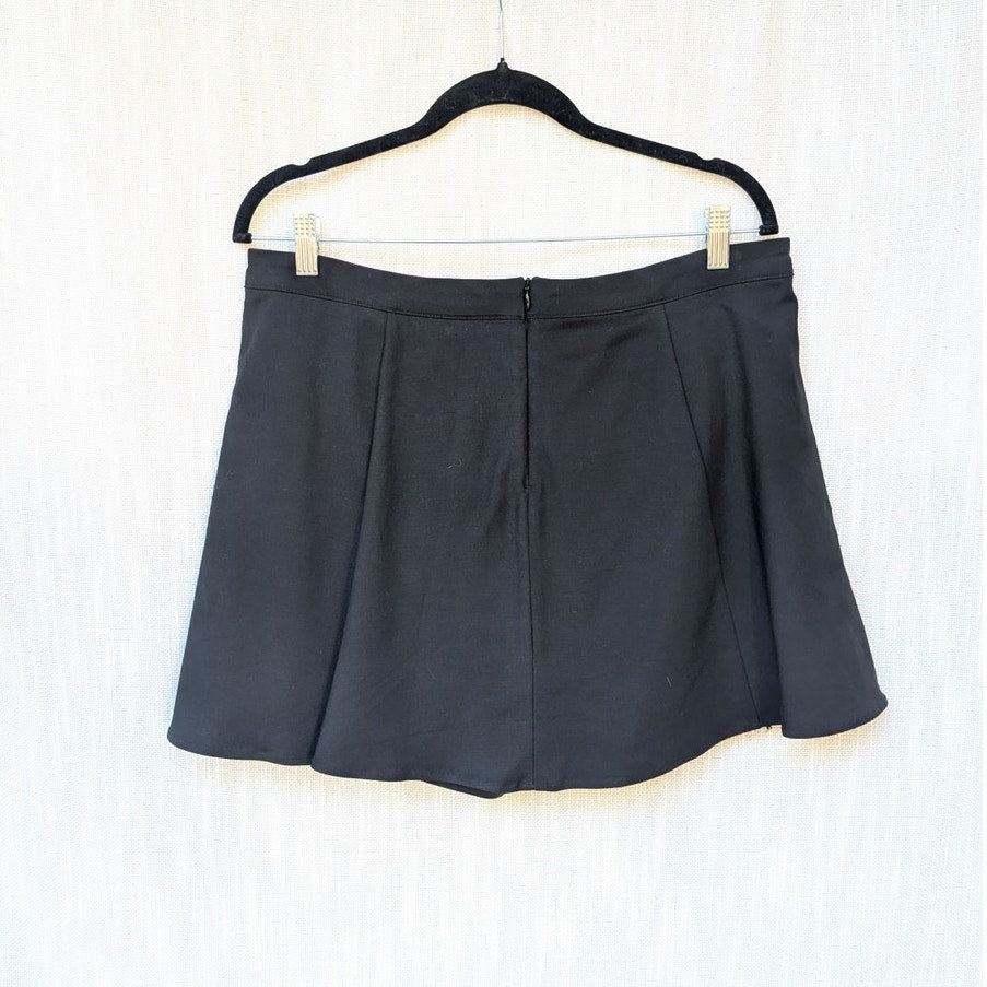 Reformation Liene Black High-rise A-line Mini Skort Skirt, size XL