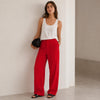 Zara 1255/507/600 Cord Pants Womens S Red High-rise Straight Full Length NWOT