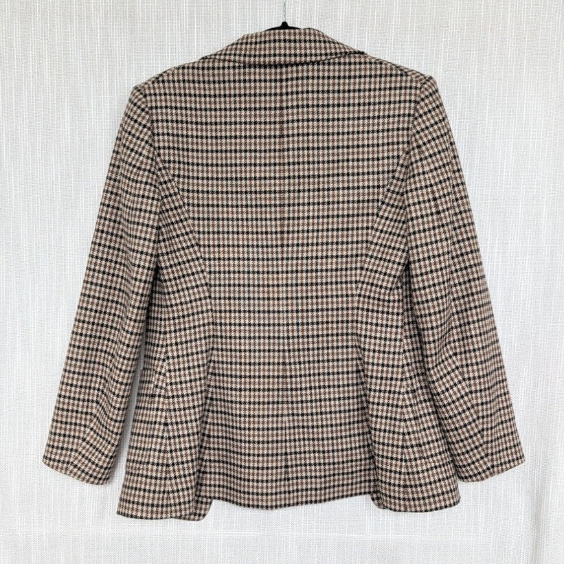 Rag&bone Drew Italian Houndstooth Wool Blazer Womens 0 Brown Single-breasted