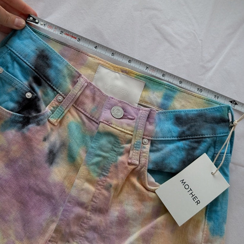 NWT Mother Superior The Tripper Swirling Secrets Tie Dye High Waist Jeans, sz 25