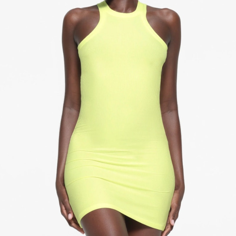SKIMS Soft Lounge High Crewneck Tank Mini Dress Womens XS Lemonade Sleeveless